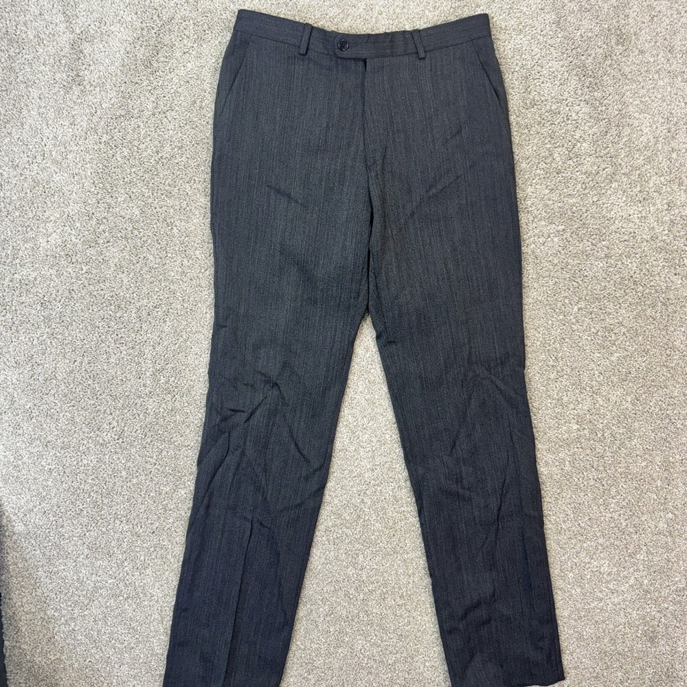 John Varvatos Dress Pants Mens 33 Wool Charcoal Grey Textured EUC